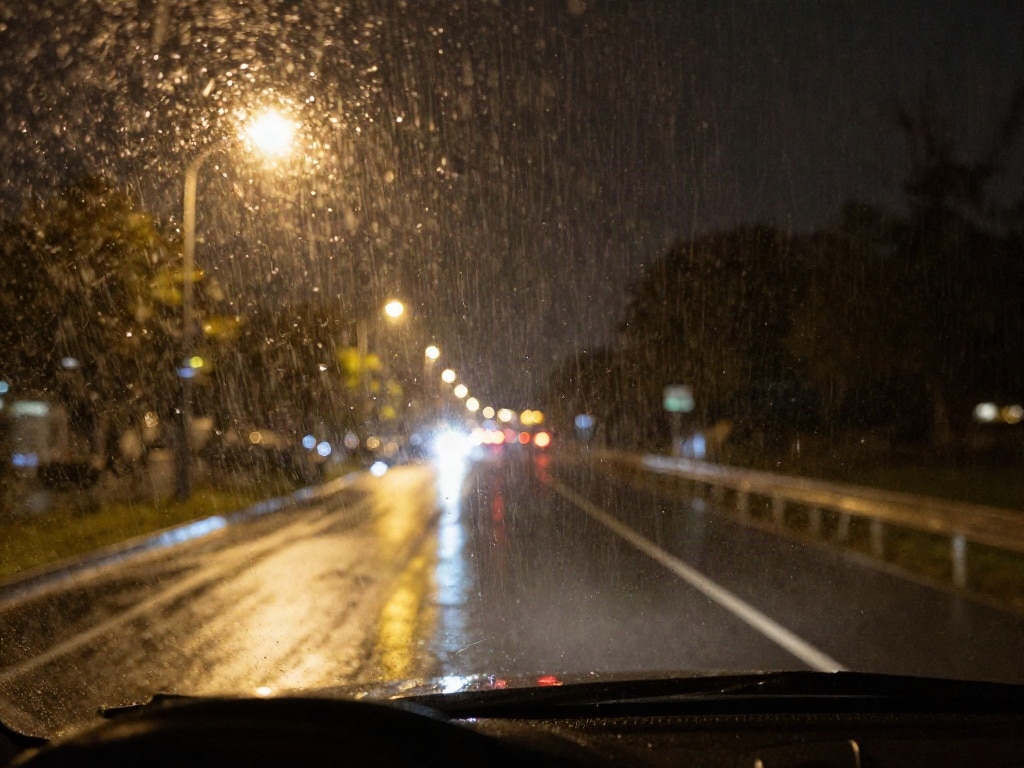 Dashcam bei Regen